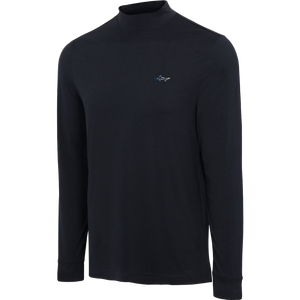 Signature Shark Long Sleeve Mock Neck Golf T-Shirt - True Black