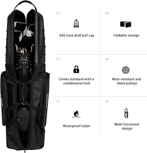 Hardcase Golf Travel Bag - Wheels, Anti-Collision Design Hard Shell on Top