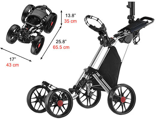 Greg Norman  ONE Pro One-Click Folding 4-Wheel Golf Push Trolley