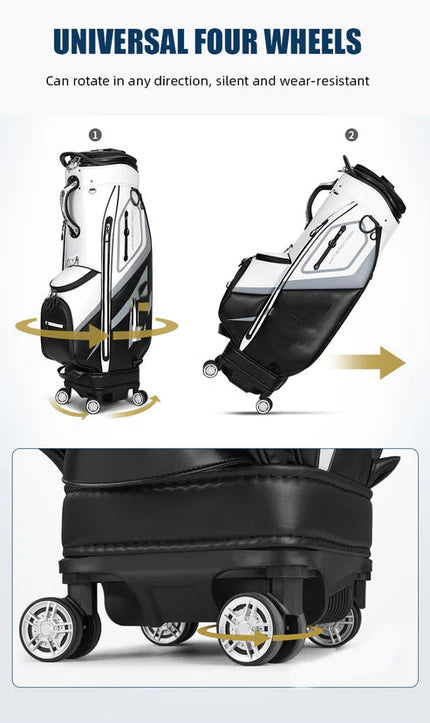 Golf Premium Waterproof Fabric Golf Bag With Wheels with Hardcase on Top - Red