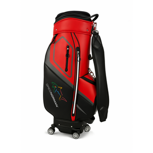 Golf Premium Waterproof Fabric Golf Bag With Wheels with Hardcase on Top - Red