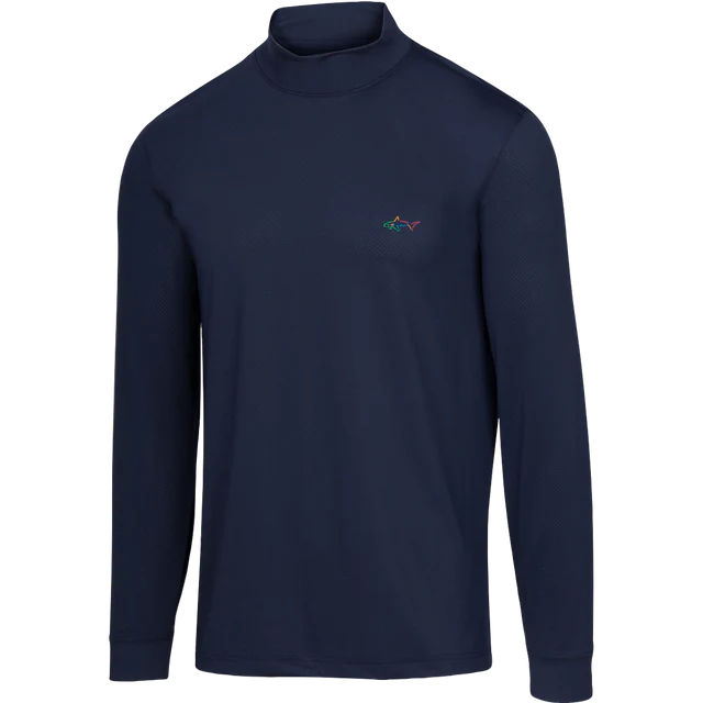Long Sleeve Turtle Mock Neck T-shirt - Navy