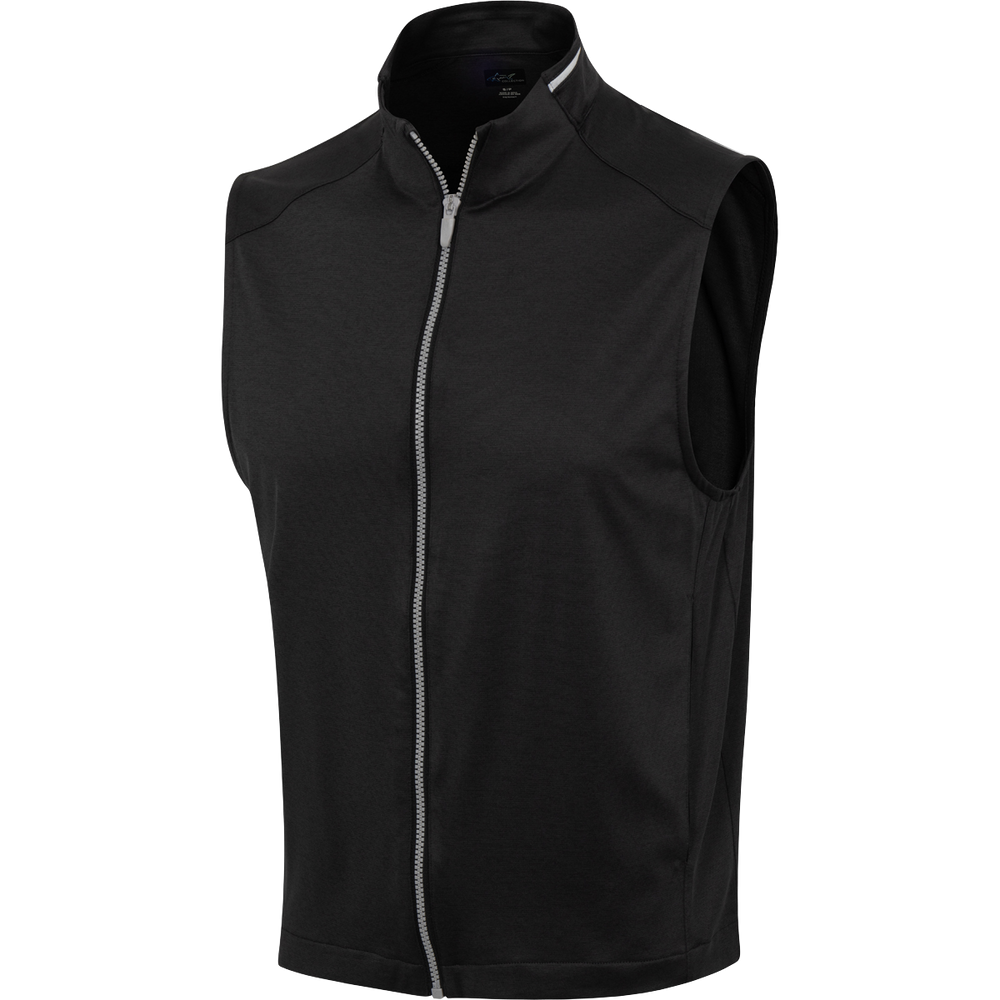 Leaderboard Ultra Stretch Full Zip Golf Vest - Black