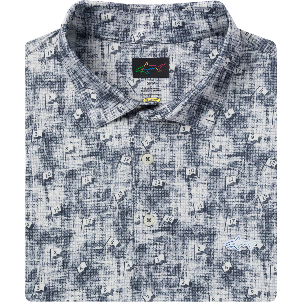 Men's Ventilated Golf Flag Polo - Black