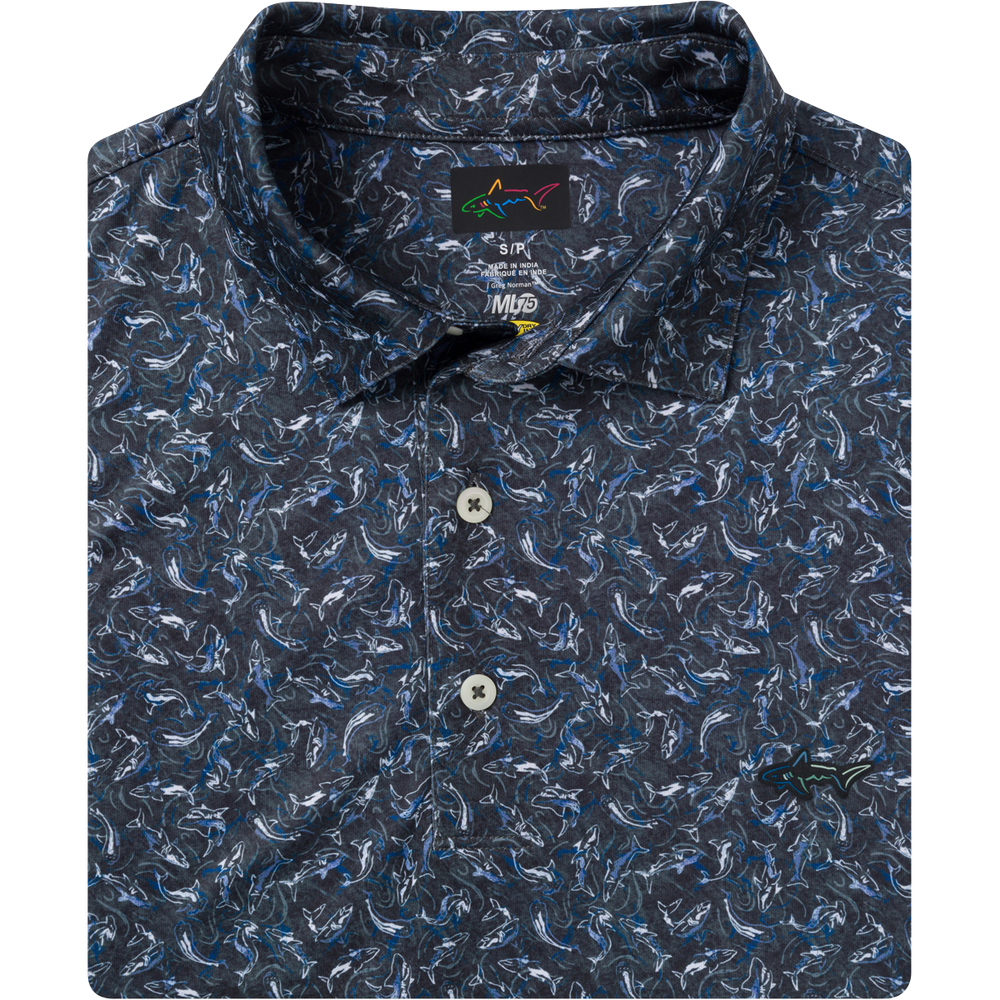 Men's ML75 Shark Frenzy Golf Polo - Black