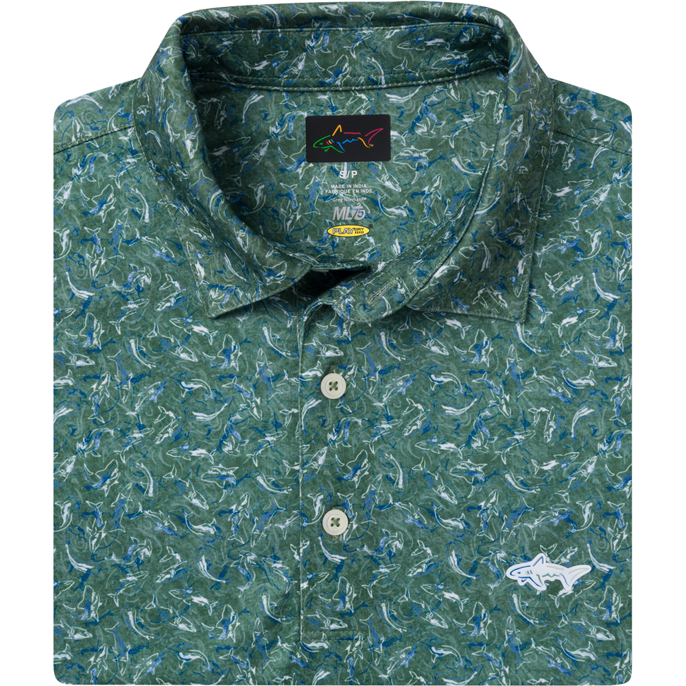 Men's ML75 Shark Frenzy Golf Polo - Ranger Green