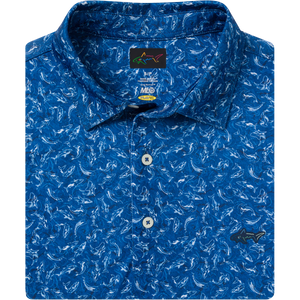 Men's ML75 Shark Frenzy Golf Polo - Sapphire Blue