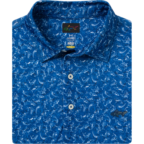 Men's ML75 Shark Frenzy Golf Polo - Sapphire Blue