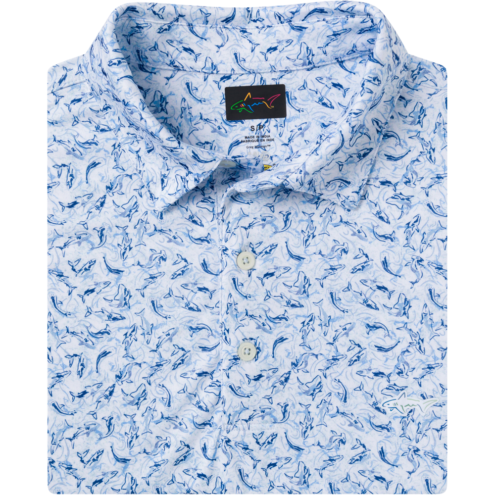 Men's ML75 Shark Frenzy Golf Polo - White