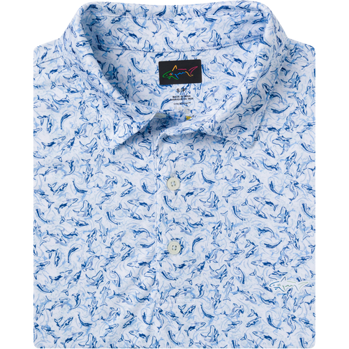 Men's ML75 Shark Frenzy Golf Polo - White