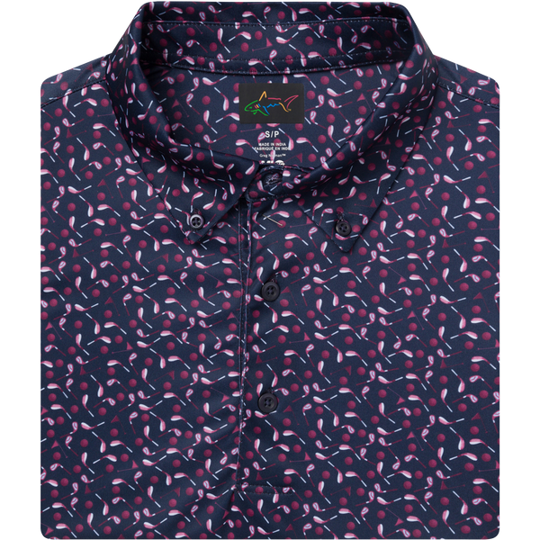 ML75 Clubs Button-Down Collar Polo - Navy