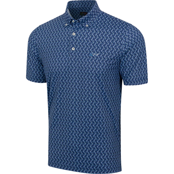 Men's Irons Button-Down Collar Golf Polo - Navy