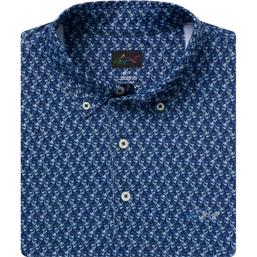 Men's Irons Button-Down Collar Golf Polo - Navy