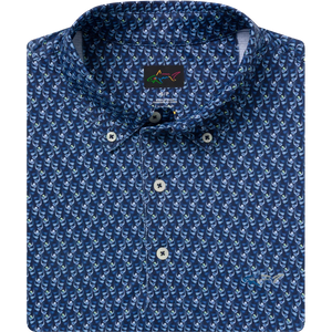 Men's Irons Button-Down Collar Golf Polo - Navy