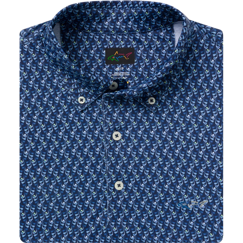 Men's Irons Button-Down Collar Golf Polo - Navy