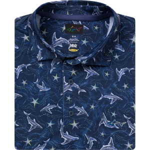 Men's Galaxy Shark Golf Polo - Navy