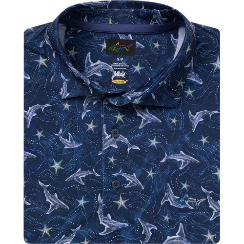 Men's Galaxy Shark Golf Polo - Navy