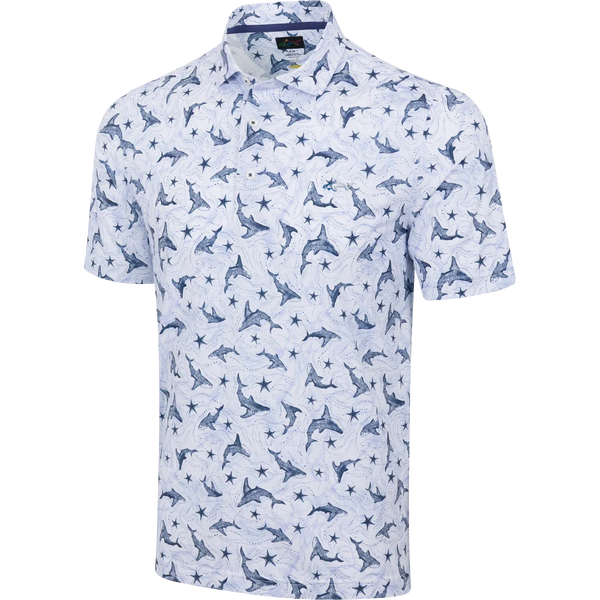 Men's Galaxy Shark Golf Polo - White