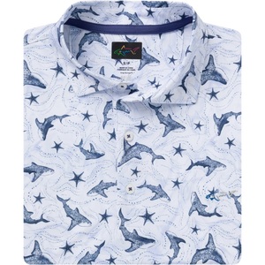 Men's Galaxy Shark Golf Polo - White