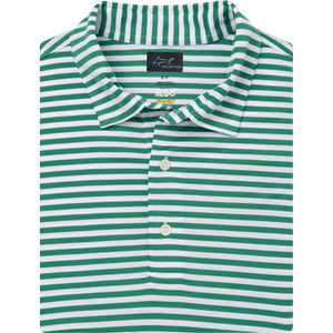 ML75 Recycled Microlux Yarn-Dye Stripe Golf Polo - Birdie Green/White
