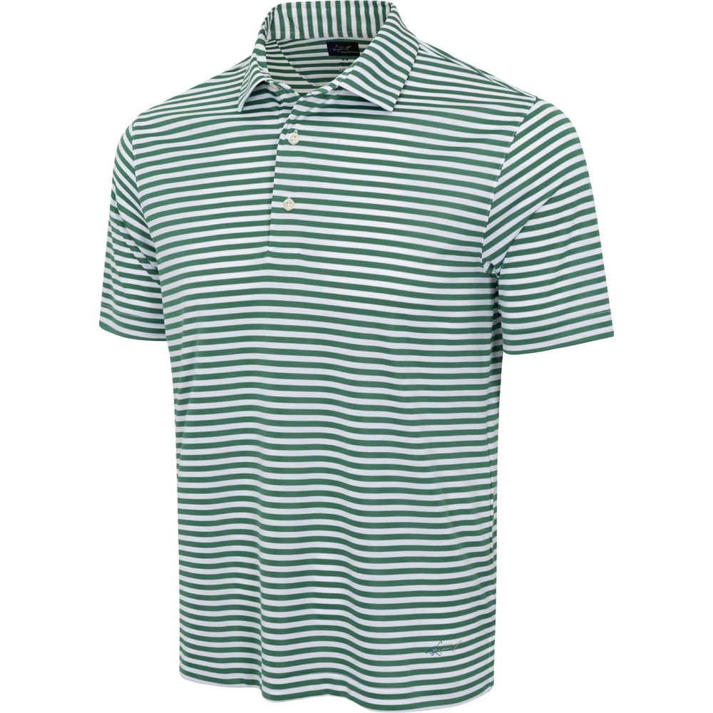ML75 Recycled Microlux Yarn-Dye Stripe Golf Polo - Birdie Green/White