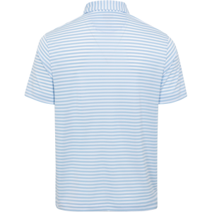 ML75 Recycled Microlux Yarn-Dye Stripe Golf Polo - Blue Heather