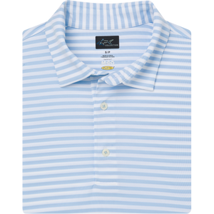 ML75 Recycled Microlux Yarn-Dye Stripe Golf Polo - Blue Heather