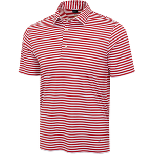 ML75 Recycled Microlux Yarn-Dye Stripe Golf Polo - Red Heather