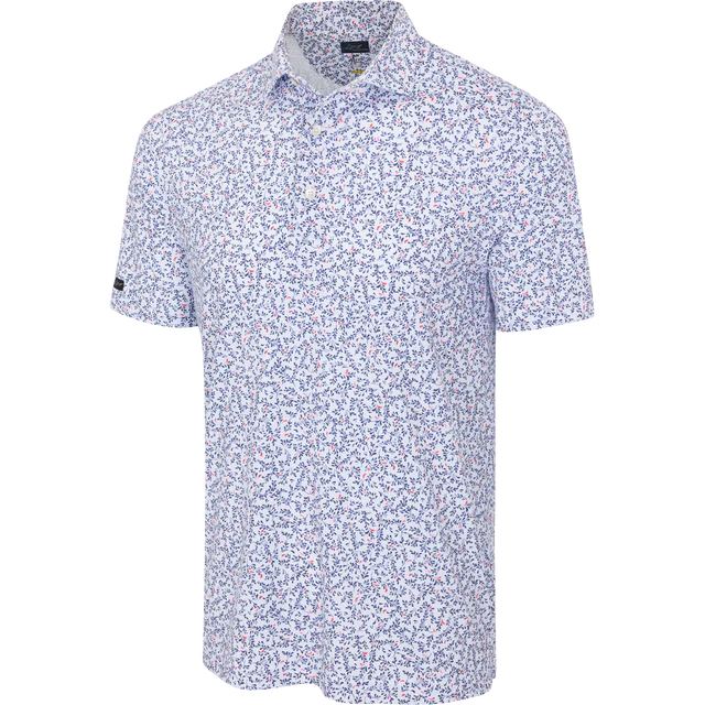 Men's White Tiny Leaf Printed Golf Polo - White
