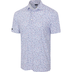Men's White Tiny Leaf Printed Golf Polo - White