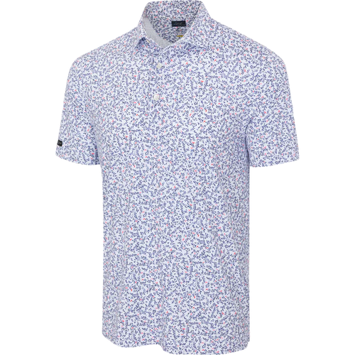 Men's White Tiny Leaf Printed Golf Polo - White