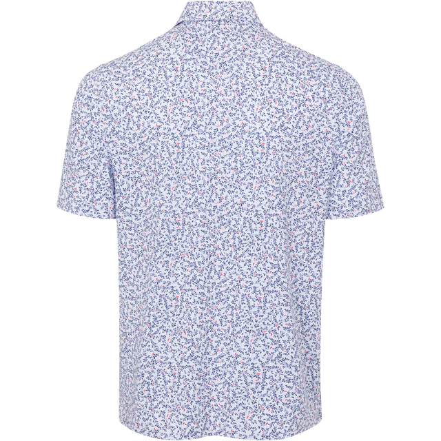 Men's White Tiny Leaf Printed Golf Polo - White