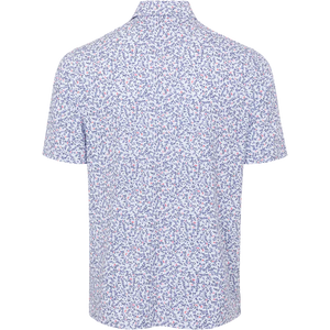 Men's White Tiny Leaf Printed Golf Polo - White