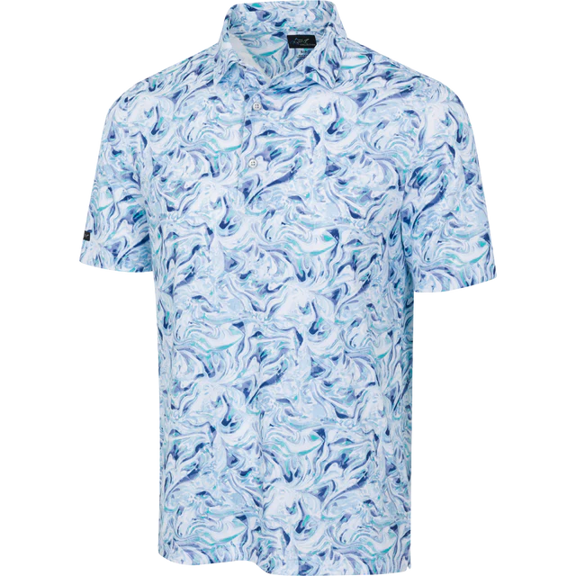Men's Wave Printed White Golf Polo