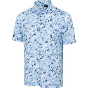 Men's Wave Printed White Golf Polo