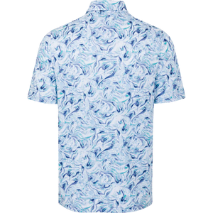 Men's Wave Printed White Golf Polo