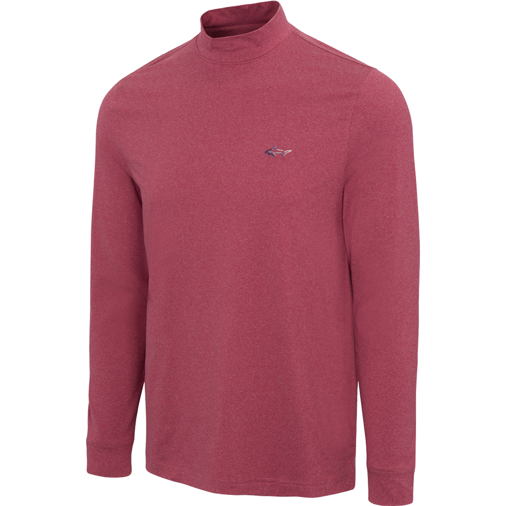 Signature Shark Long Sleeve Mock Neck Golf T-Shirt - Deep Rose