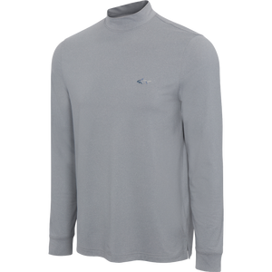 Signature Shark Long Sleeve Mock Neck Golf T-Shirt - Sterling