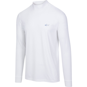 Signature Shark Long Sleeve Mock Neck Golf T-Shirt - White