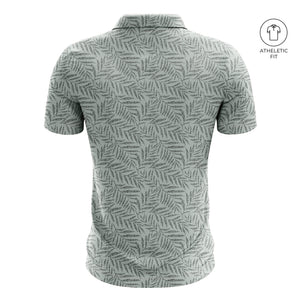 Men's Desert Palm Print Golf Athletic Fit Golf Polo - Light Green