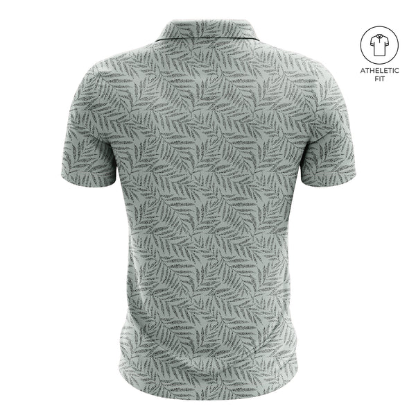 Men's Desert Palm Print Golf Athletic Fit Golf Polo - Light Green