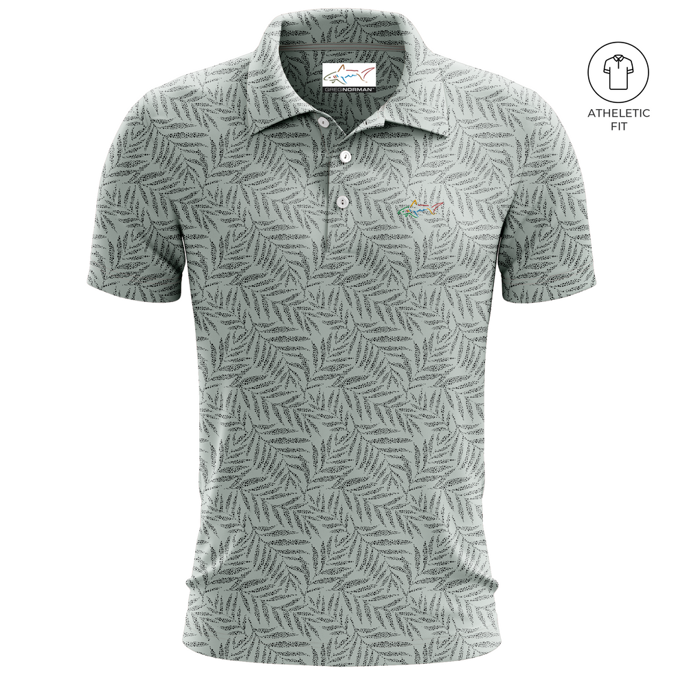 Men's Desert Palm Print Golf Athletic Fit Golf Polo - Light Green