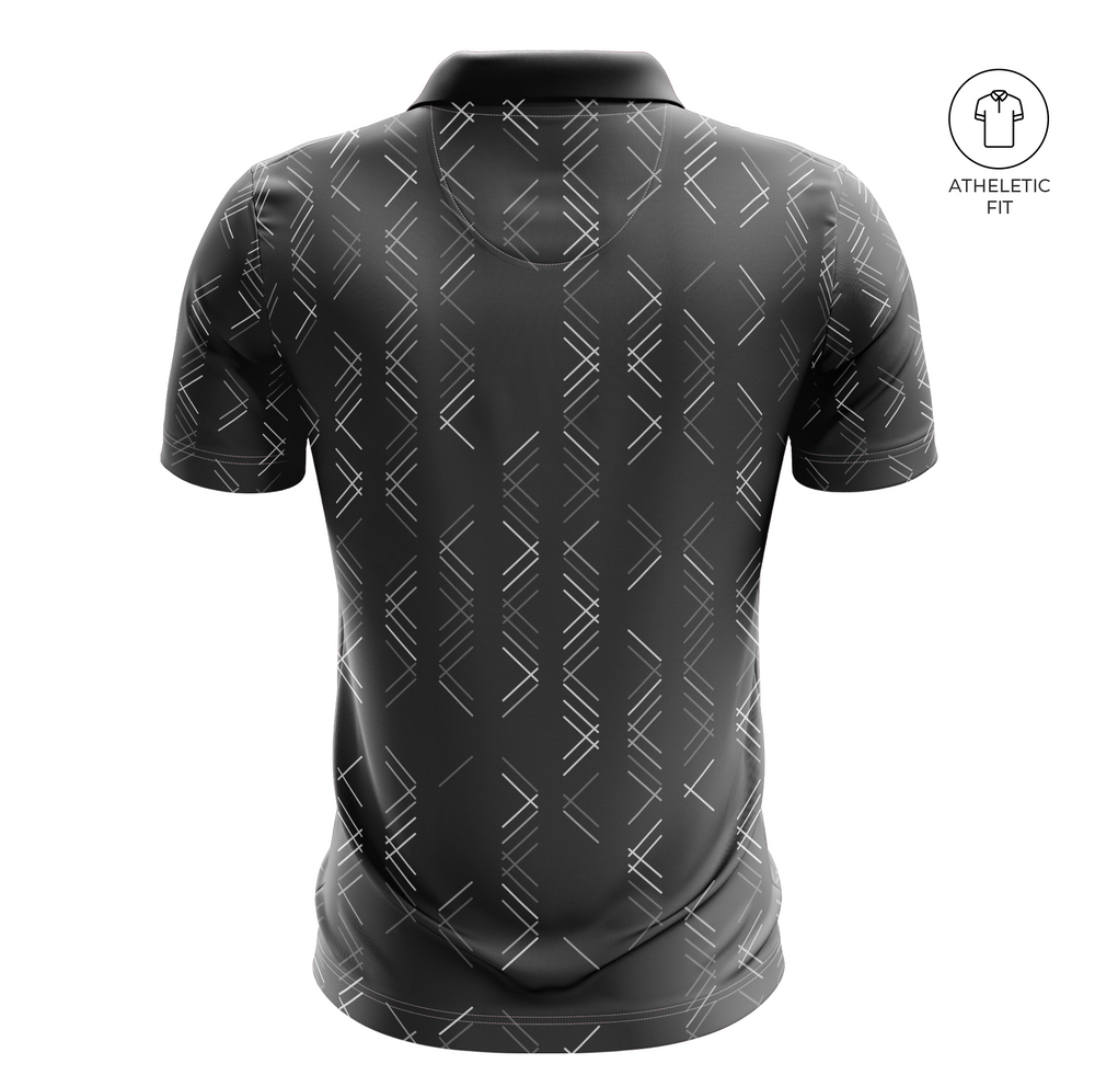 Men's Graphical Trail Golf Athletic Fit Golf Polo - Black