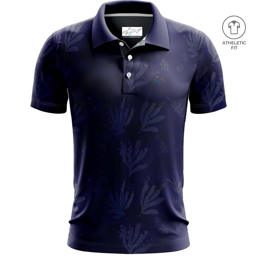 Men's Navy Drift Golf Athletic Fit Golf Polo
