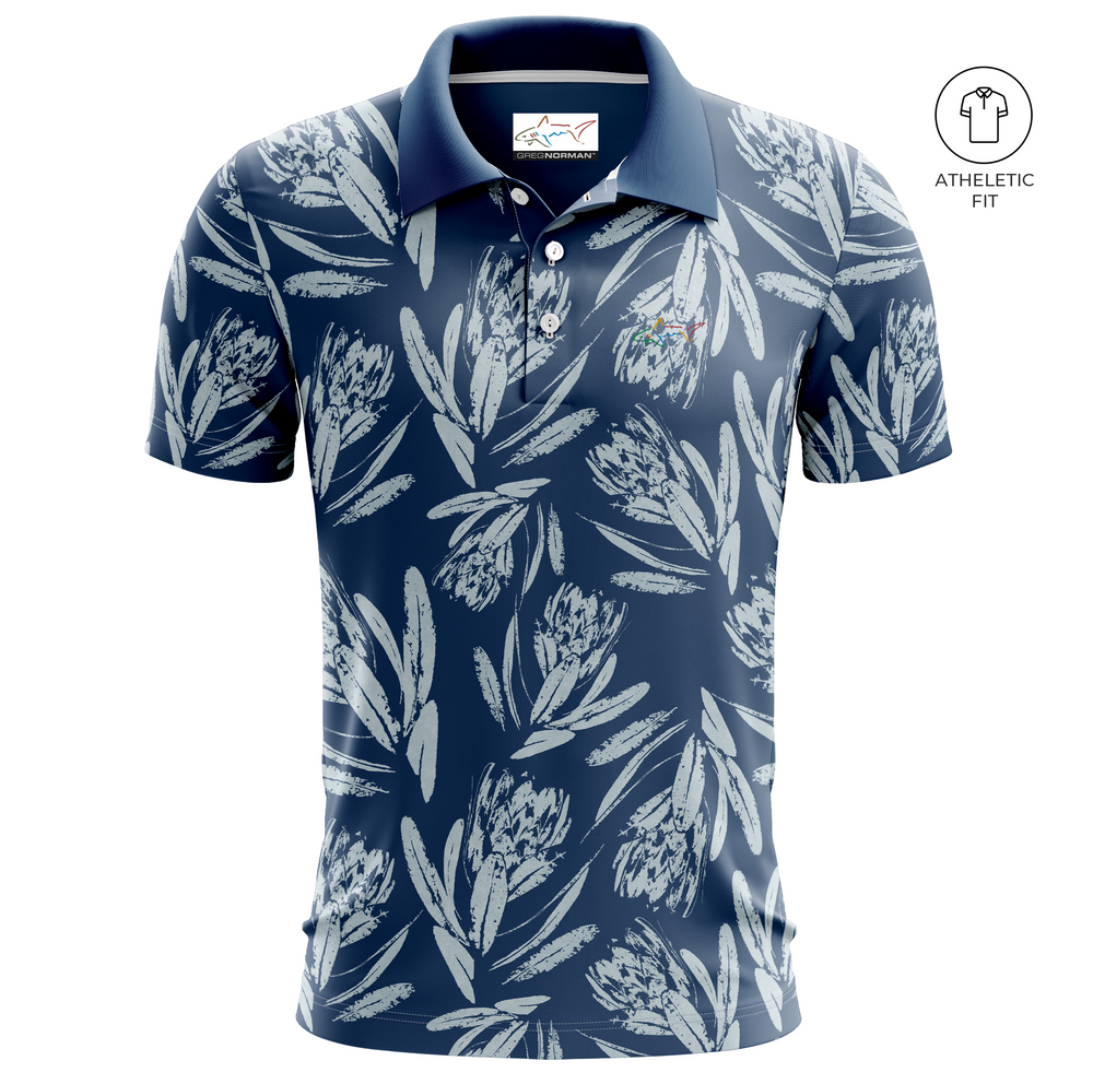 Men's Midnight Drive Golf Athletic Fit Golf Polo - Pastry Blue