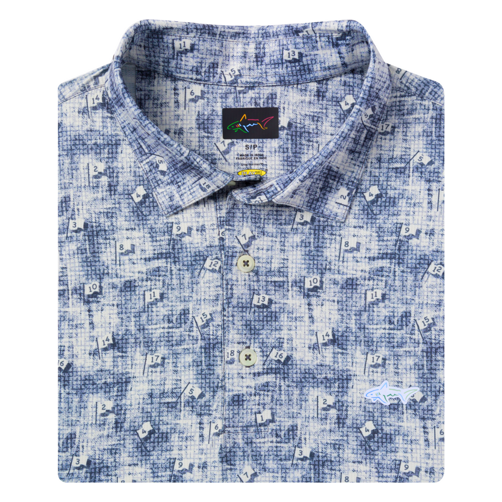 Men's Ventilated Golf Flag Polo - Colony Blue
