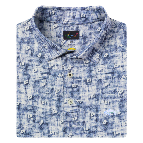 Men's Ventilated Golf Flag Polo - Colony Blue