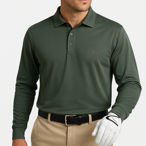 Long Sleeve Solid Pique Golf Polo