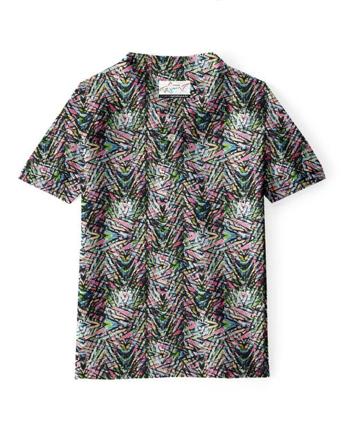 Junior's GNKP023 Stretchable Golf Polo - Black Geomatric