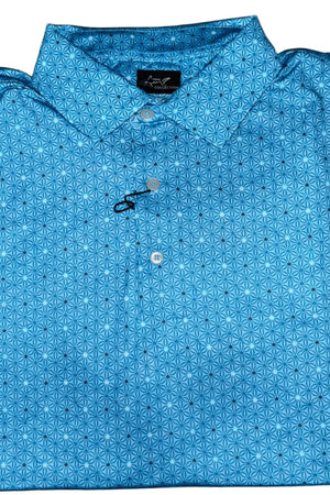 ML75 Turquoise Blue Geometric Polo